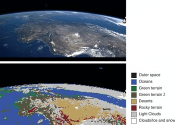 Example of vegetation/land-use identification using an Earth image from the ISS. PHOTO from Tokyo Institute of Technology