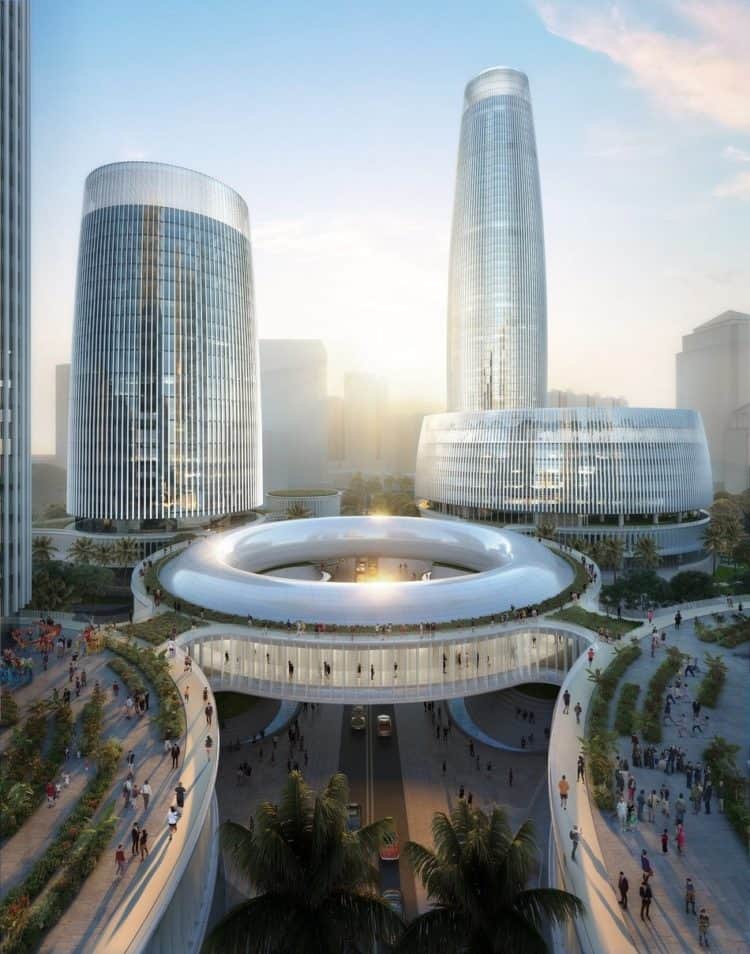 An artist impression of OPPO's soon-to-rise R&D center in Dongguan, Guangdong Province.