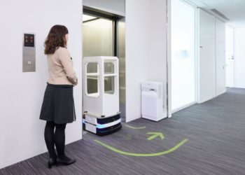 Animated lighting indicates movements of In-Building Mobility, (Photo: Mitsubishi Electric Corporation)