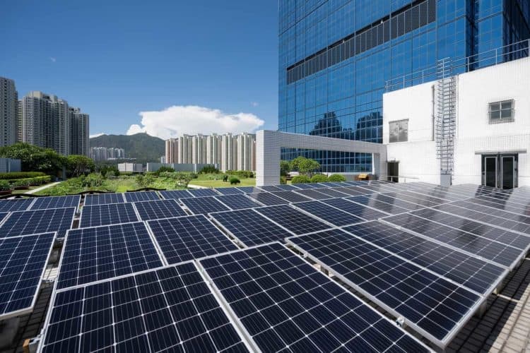 Solar panels installed at a Sino Group property.