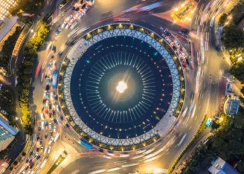 Hotel Indonesia Roundabout (Bundaran HI) from Above