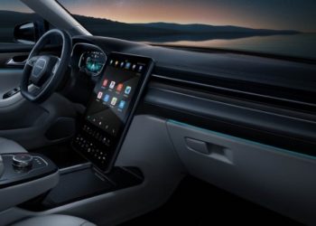 The cockpit of the Huawei SERES SF5 smart car.
