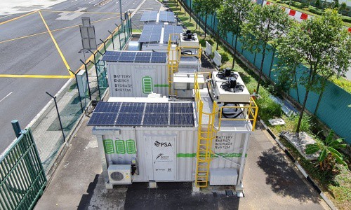 The ESS consists of two battery containers and two power conversion system (PCS) containers. (Photo credit: PSA Corporation)