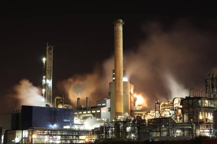 Photo by Loïc Manegarium: https://www.pexels.com/photo/brown-and-white-factory-building-during-night-time-3855962/