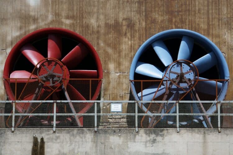 Photo by Pixabay: https://www.pexels.com/photo/red-and-blue-industrial-exhaust-fans-416423/