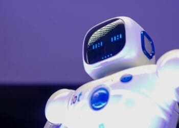 Photo by Kindel Media: https://www.pexels.com/photo/low-angle-shot-of-robot-8566526/