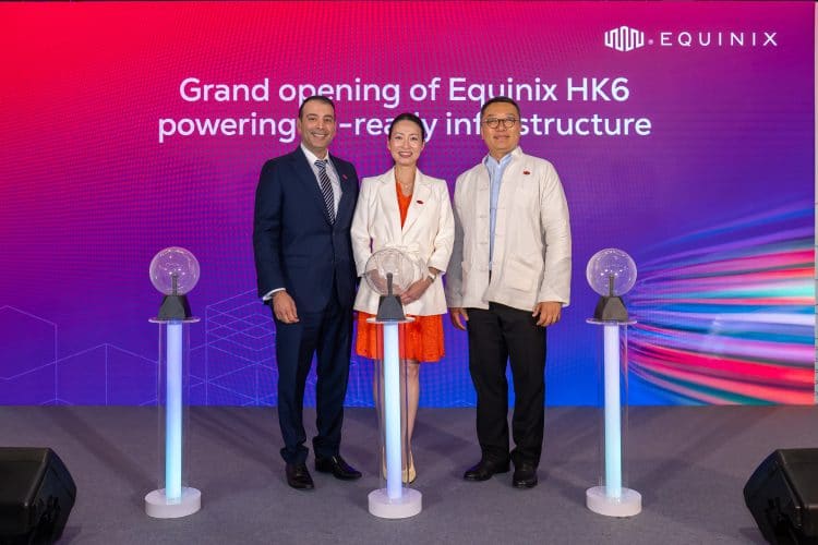 (From right to left) Ben Li, Senior Operations Director, Joanne Hon, Managing Director, , Cyrus Adaggra, President, Asia-Pacific, Equinix